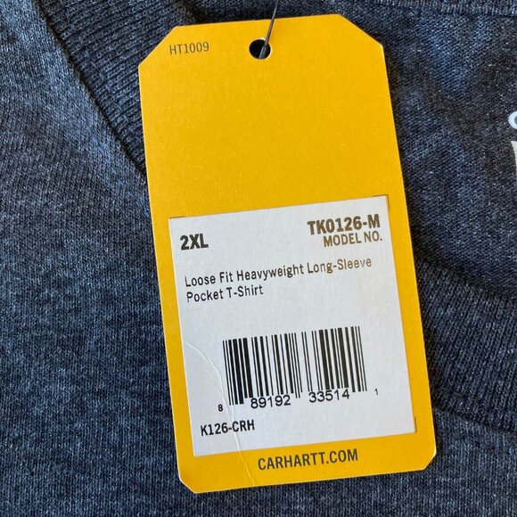 Carhartt Loose Fit Heavyweight Pocket T-Shirt Men's 2XL Carbon Heather K126 NWT - Picture 6 of 7